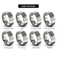 font options for inside engraving on silver cupcake repeat band rings