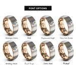 font options for inside engraving on rose gold & grey cupcake repeat band rings
