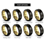 font options for inside engraving on black & gold cupid bow rings