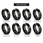 font options for inside engraving on black & silver cupid bow rings