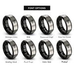 font options for inside engraving on black & gray cupid bow rings