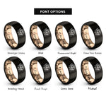 font options for inside engraving on black & rose gold cupid bow rings