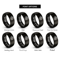 font options for inside engraving on black cupid bow rings