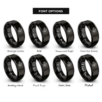 font options for inside engraving on black cupid bow rings