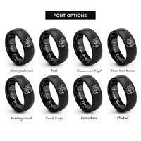 font options for inside engraving on black cupid bow rings
