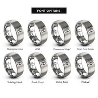 font options for inside engraving on grey cupid bow rings