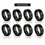 font options for inside engraving on black cupid silhouette bow rings