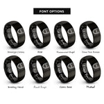 font options for inside engraving on black curb bit chain rings