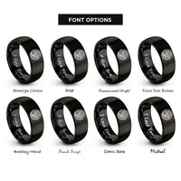 font options for inside engraving on black curl noise swirls rings