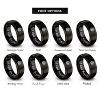 font options for inside engraving on black curl noise swirls rings