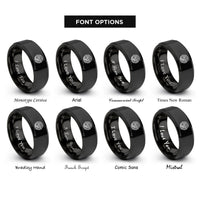 font options for inside engraving on black curl noise swirls rings