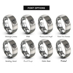 font options for inside engraving on grey curl noise swirls rings