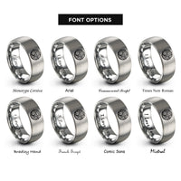 font options for inside engraving on grey curl noise swirls rings