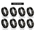 font options for inside engraving on black & silver curling iron rings