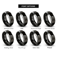 font options for inside engraving on black & silver curling iron rings