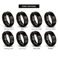 font options for inside engraving on black curling iron rings
