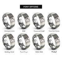 font options for inside engraving on silver curling iron rings