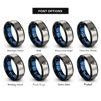 font options for inside engraving on black & blue & grey curling stone broom rings