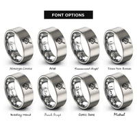font options for inside engraving on silver curling stone broom rings