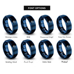 font options for inside engraving on blue curly arrow rings
