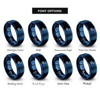 font options for inside engraving on blue curly arrow rings