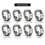 font options for inside engraving on gray curly arrow rings