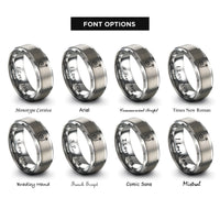 font options for inside engraving on grey curly arrow rings
