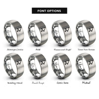 font options for inside engraving on grey cursor arrow rings