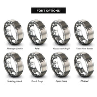 font options for inside engraving on grey cursor arrow rings