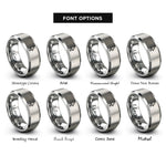 font options for inside engraving on gray cursor arrow rings