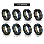 font options for inside engraving on gunmetal & blue cursor arrow rings