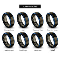 font options for inside engraving on gunmetal & blue cursor arrow rings