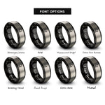 font options for inside engraving on black & silver cursor pointer rings