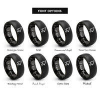 font options for inside engraving on black cursor pointer rings