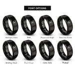 font options for inside engraving on black cursor pointer rings