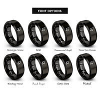 font options for inside engraving on black cursor pointer rings