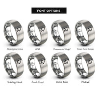 font options for inside engraving on grey cursor pointer rings