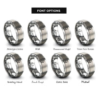 font options for inside engraving on silver cursor pointer rings