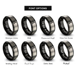 font options for inside engraving on black & silver curved tracks rings