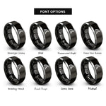 font options for inside engraving on black & silver curved tracks rings