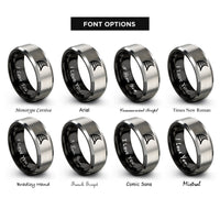font options for inside engraving on black & gray curved tracks rings