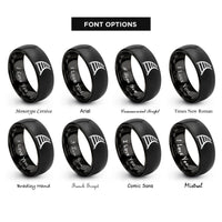 font options for inside engraving on black curved tracks rings