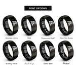 font options for inside engraving on black curved tracks rings