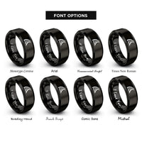font options for inside engraving on black curved tracks rings