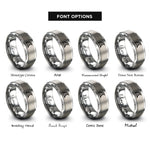 font options for inside engraving on grey curved tracks rings