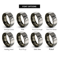 font options for inside engraving on gunmetal & grey curved tracks rings