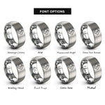 font options for inside engraving on silver curvy road sign rings