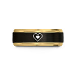 engraved rings for couples – black & gold tungsten 8 bit heart wedding band