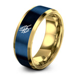 unique presents for her – gold & blue tungsten suya skewers ring