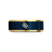 personalized presents for mom – gold & blue tungsten suya skewers wedding band